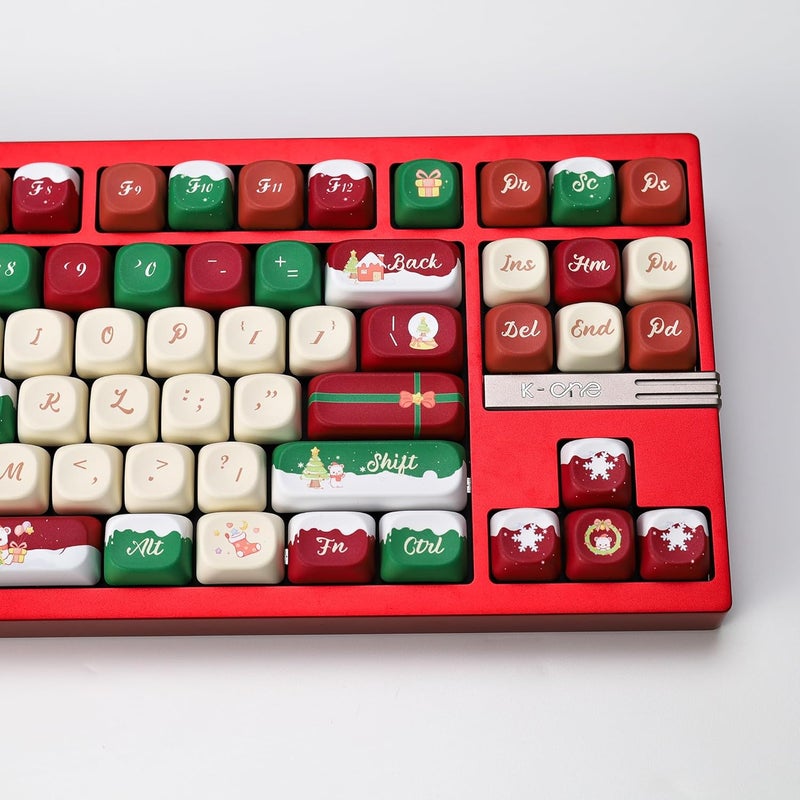 YMKPVR KBDiy Christmas Bear KOA Profile Keycap Set,133 Keycaps,Red Cute PBT Custom Keycaps for Mechanical Keyboard, Compatible with ANSI/ISO, 60%, 65%, 75%, TKL, Full-Sized Layout - Image 5